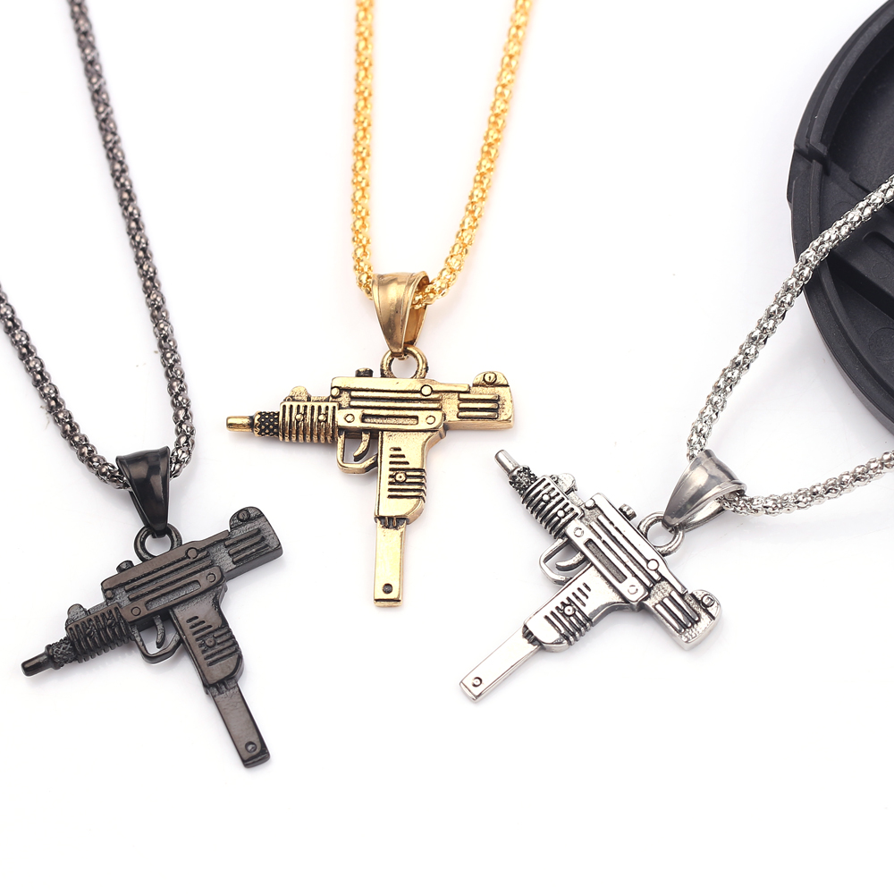 Men'S Accessories Fashion - Punk Uzi Pistol Machine Gun Necklace