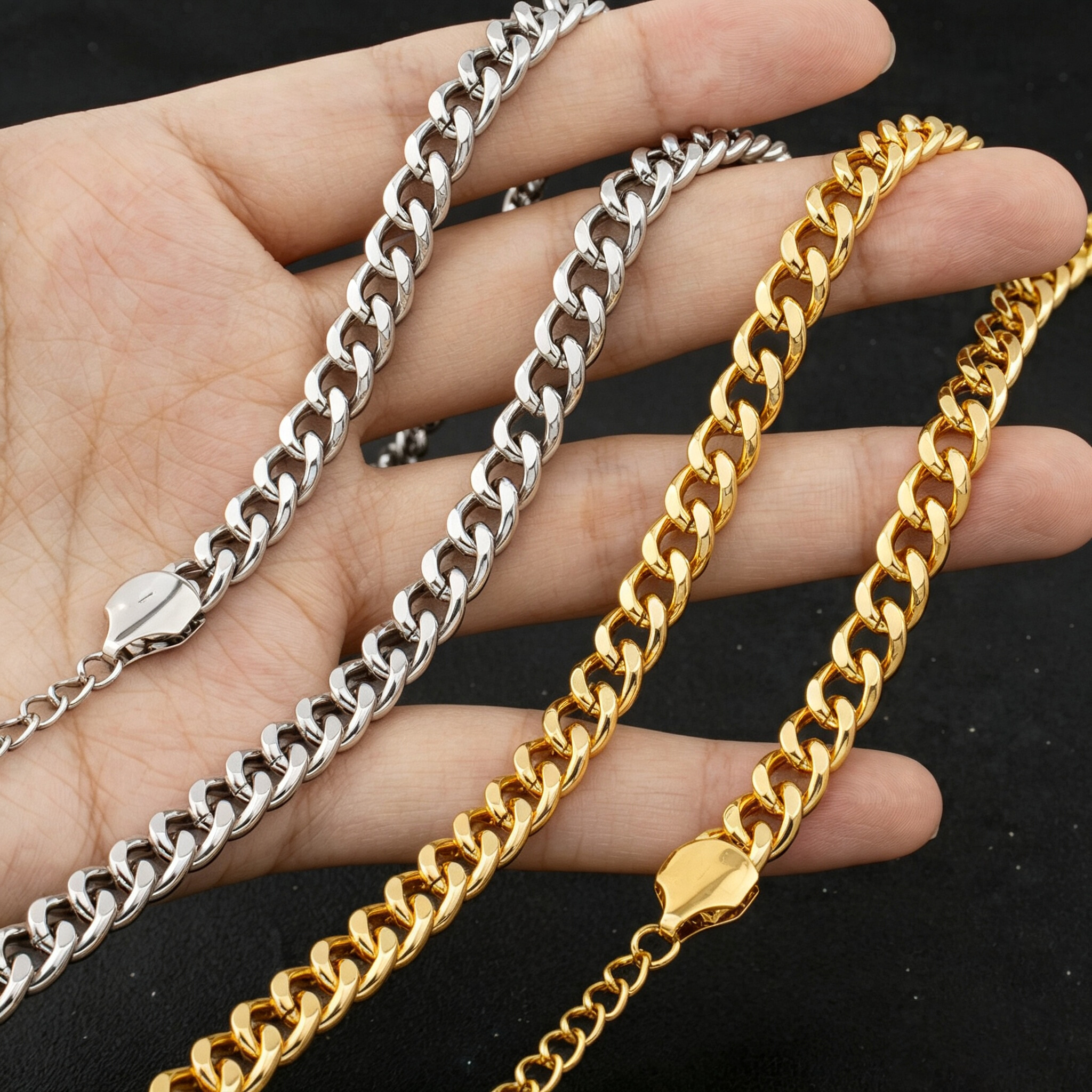 Men Accessories In Dubai - Dubai 18k Gold-Plated Cuban Necklace Bracelet