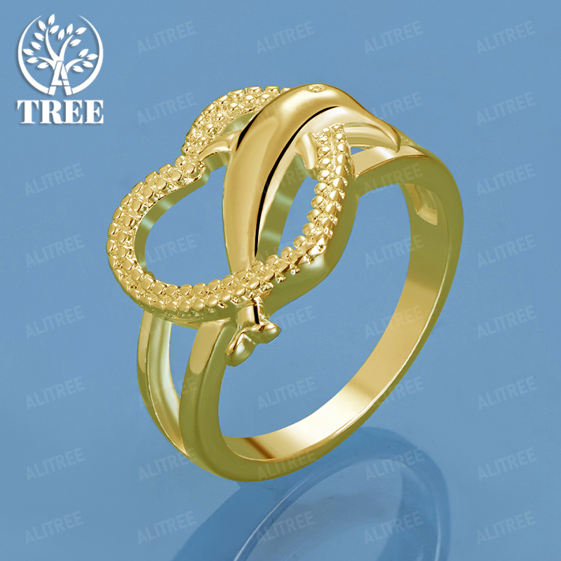 Men'S Yellow Accessories - New Luxury 18k Gold Ring Heart