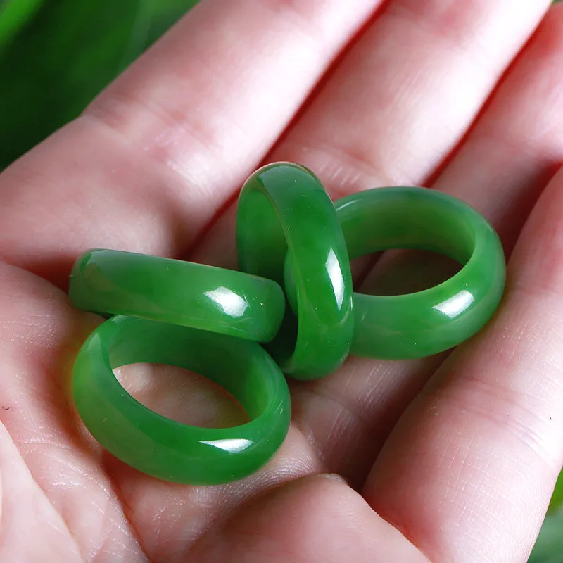 Men Accessories For Hand - Natural Green Hetian Jade Ring Chinese