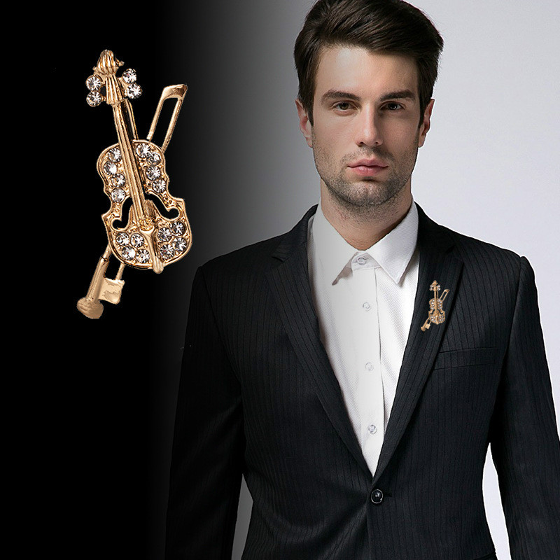 Crystal Violin Brooch Jewelry  - огляд і ціна Men Accessories Brooch