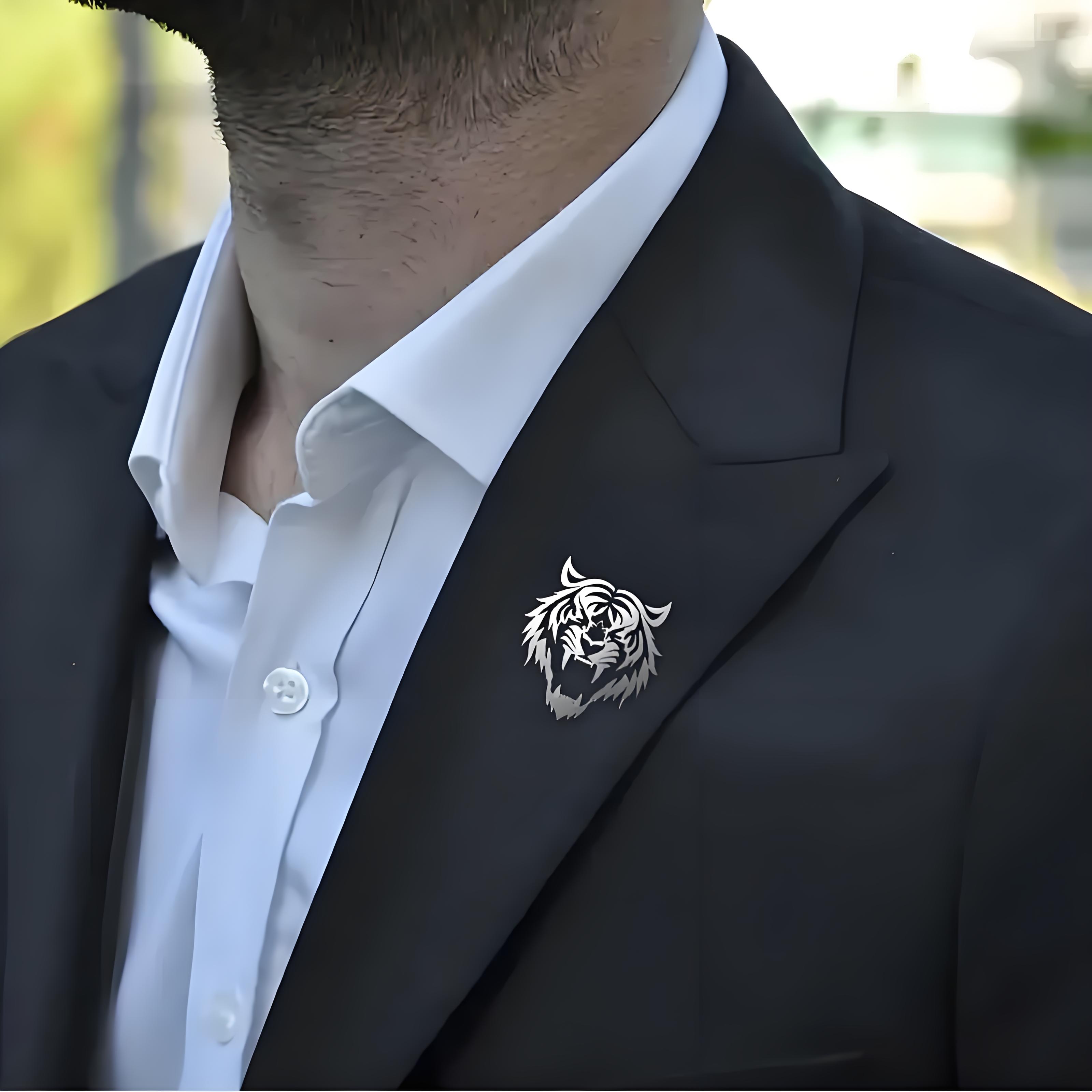 Men's Stainless Steel Tiger He - огляд і ціна Men Accessories Brooch
